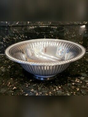Large Vintage Wilton Armetale Flutes & Pearls Round Serving Bowl 11.75" RW
